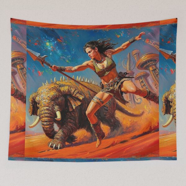 Item preview, Fantasy Barbarian Princess of Mars, a goddess with a spear designed and sold by Vintage Designs +.