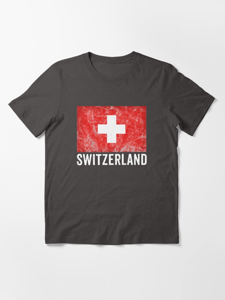 Alternate view of Switzerland Flag Distressed Vintage Swiss Souvenir Essential T-Shirt