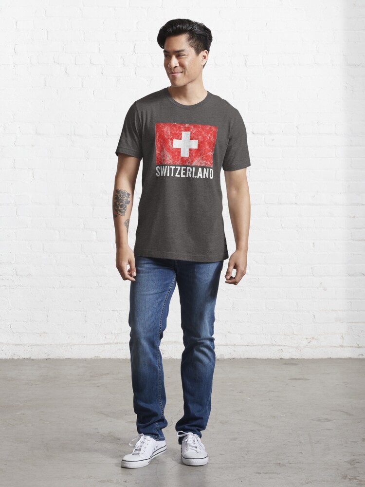 Alternate view of Switzerland Flag Distressed Vintage Swiss Souvenir Essential T-Shirt
