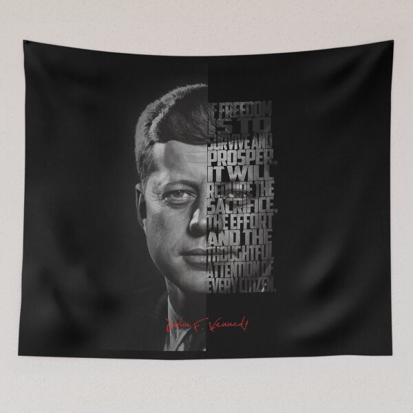 Item preview, John F. Kennedy Freedom Quote – Black and White Inspirational Portrait designed and sold by Enea Kelo.
