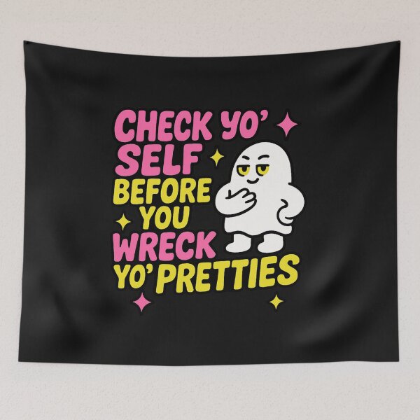 Item preview, Check Yo’ Self Before You Wreck Yo’ Pretties: Funny Breast Cancer Awareness Artwork designed and sold by elynne9.
