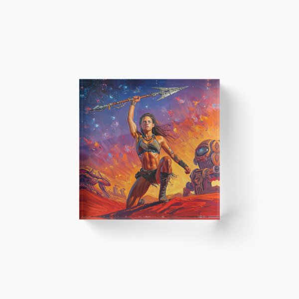 Item preview, Fantasy Barbarian Princess of Mars, a goddess with a spear designed and sold by Vintage Designs +.