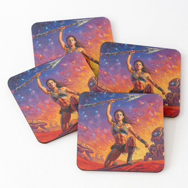 Item preview, Fantasy Barbarian Princess of Mars, a goddess with a spear designed and sold by Vintage Designs +.