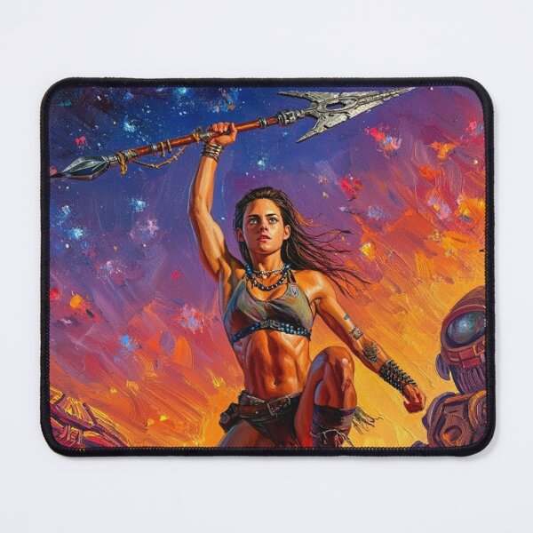 Item preview, Fantasy Barbarian Princess of Mars, a goddess with a spear designed and sold by Vintage Designs +.