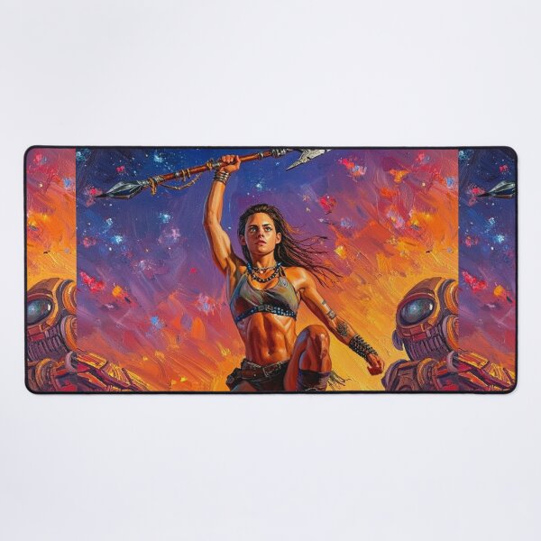 Item preview, Fantasy Barbarian Princess of Mars, a goddess with a spear designed and sold by Vintage Designs +.