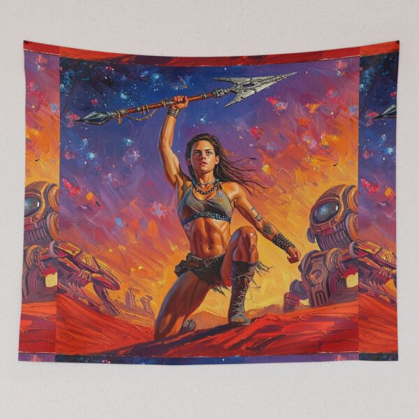 Item preview, Fantasy Barbarian Princess of Mars, a goddess with a spear designed and sold by Vintage Designs +.