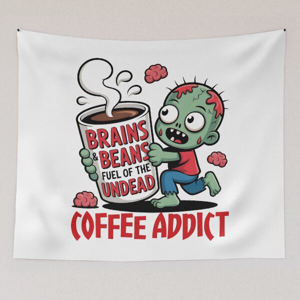 Item preview, Coffee Addict Zombie Halloween T-shirt-Brains & Beans Funny Cartoon designed and sold by al21ex.