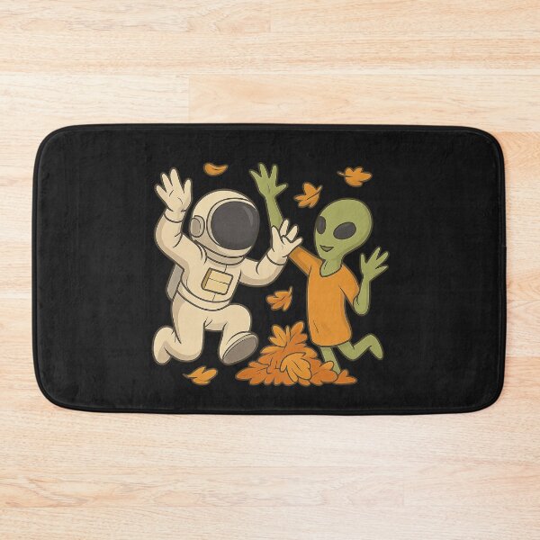 Item preview, Weightless Autumn: Astronaut & Alien Throwing Silver Leaves designed and sold by HEERMANArt.