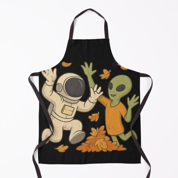 Item preview, Weightless Autumn: Astronaut & Alien Throwing Silver Leaves designed and sold by HEERMANArt.