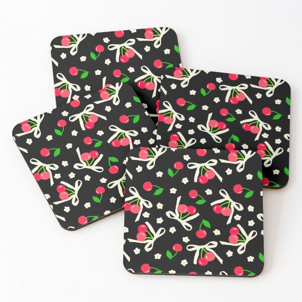 Item preview, Coquette Cherry Ribbons Flower Pattern designed and sold by TinyPanic.