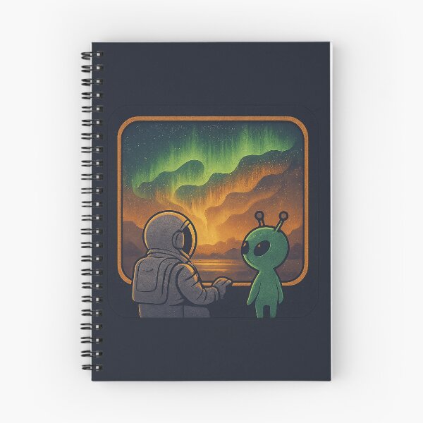Item preview, Cosmic Auroras View: Astronaut & Alien at Space Station Window designed and sold by HEERMANArt.