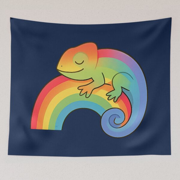 Item preview, Rainbow Chameleon Sleeping Peacefully designed and sold by AwesomeBeyondLimits.