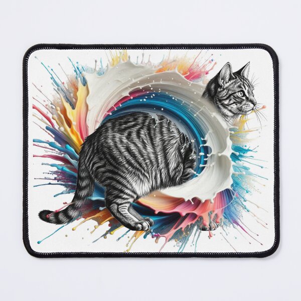 Item preview, Cat, paint splash, monochrome, abstract, vibrant, art designed and sold by Art By Tuareg.