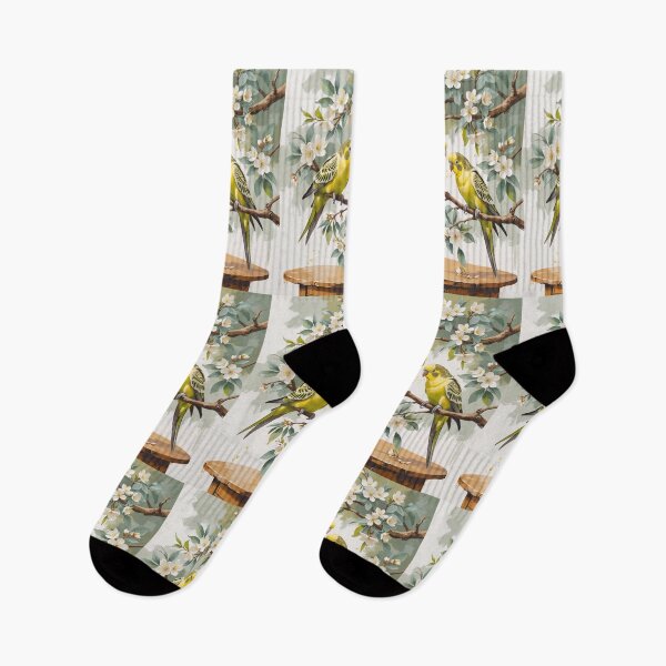 Item preview, Parakeets & Pear Blossoms – Rustic Spring Cottagecore designed and sold by Deezyned.