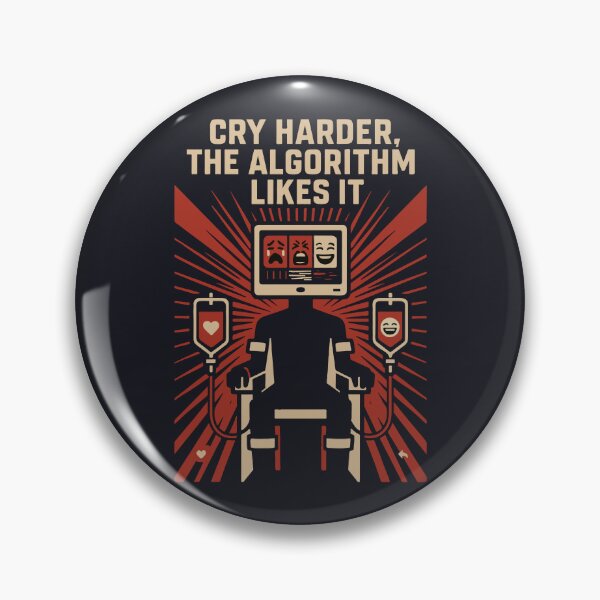 Item preview, "Cry Harder, The Algorithm Likes It" – Brutalist Dystopian Propaganda T-Shirt | Anti-Corporate Social Media Satire Tee designed and sold by Single Use Persona.
