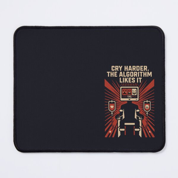 Item preview, "Cry Harder, The Algorithm Likes It" – Brutalist Dystopian Propaganda T-Shirt | Anti-Corporate Social Media Satire Tee designed and sold by Single Use Persona.