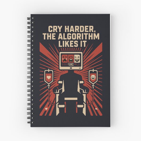 Item preview, "Cry Harder, The Algorithm Likes It" – Brutalist Dystopian Propaganda T-Shirt | Anti-Corporate Social Media Satire Tee designed and sold by Single Use Persona.