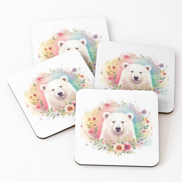 Item preview, A beautiful confused colorful polar bear with various leaves and flowers around it. designed and sold by Marcoshop10.