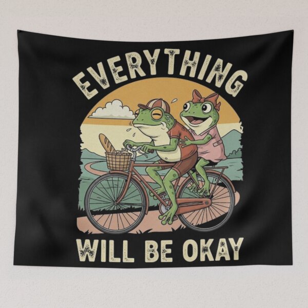 Item preview, EVERYTHING WILL BE OKAY . FUNNY FROG RIDING A BICYCLE  designed and sold by Obinne.