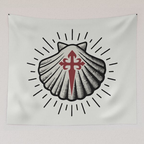 Item preview, Scallop Shell with Santiago Cross Camino de Santiago Pilgrim Symbol designed and sold by Beltschazar.