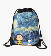 Snoopy Starry night Drawstring Bag