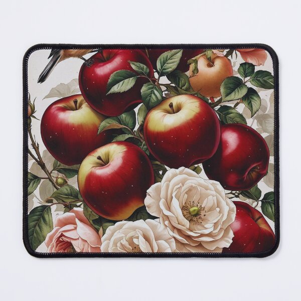 Item preview, Chickadee with Apples & Wild Roses – Vintage Cottagecore designed and sold by Deezyned.