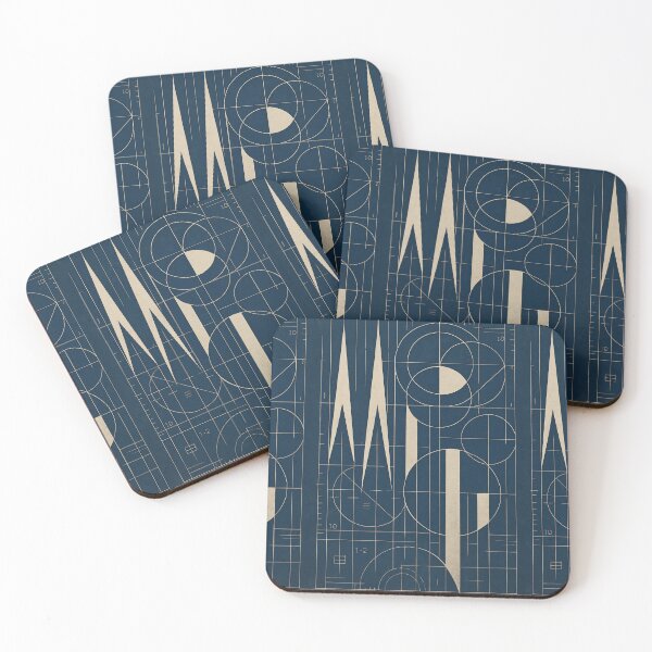 Item preview, Geometric Blueprint in Navy designed and sold by Zenvo.