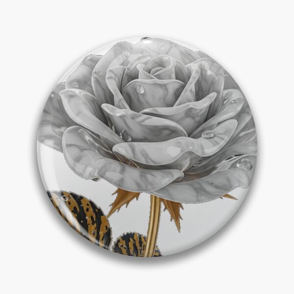 Item preview, White Marble Rose with Golden Tiger Leaves designed and sold by MoreGlamour.