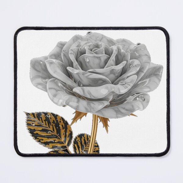 Item preview, White Marble Rose with Golden Tiger Leaves designed and sold by MoreGlamour.