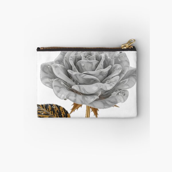 Item preview, White Marble Rose with Golden Tiger Leaves designed and sold by MoreGlamour.