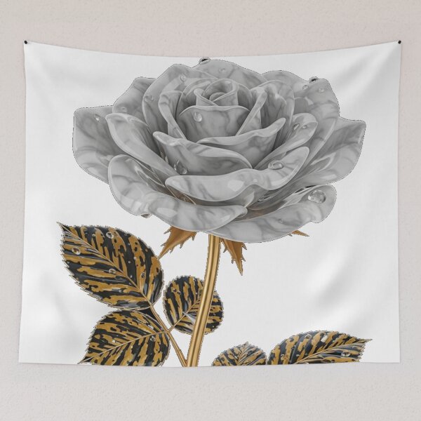 Item preview, White Marble Rose with Golden Tiger Leaves designed and sold by MoreGlamour.