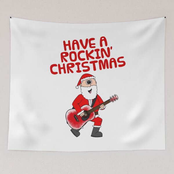 Item preview, Have A Rockin' Christmas, Santa Playing Acoustic Guitar, Guitarist Musician designed and sold by doodlerob.