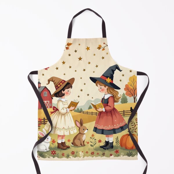 Item preview, Cute Autumn Witches Reading Spells – Vintage Cottagecore Halloween Art designed and sold by SoniaSarkali.