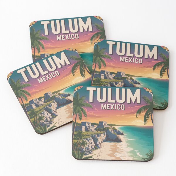 Item preview, Vintage Boho Tulum Mexico Travel Poster – Mayan Ruins and Tropical Sunset designed and sold by Timeless Design.