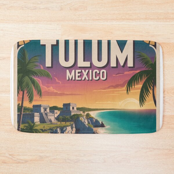Item preview, Vintage Boho Tulum Mexico Travel Poster – Mayan Ruins and Tropical Sunset designed and sold by Timeless Design.