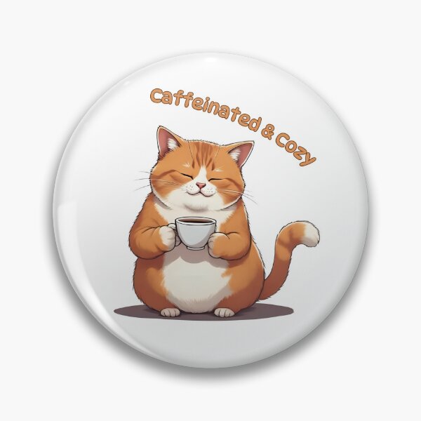 Item preview, Caffeinated & Cozy – Adorable Cat Drinking Coffee designed and sold by Pixel--Threads.