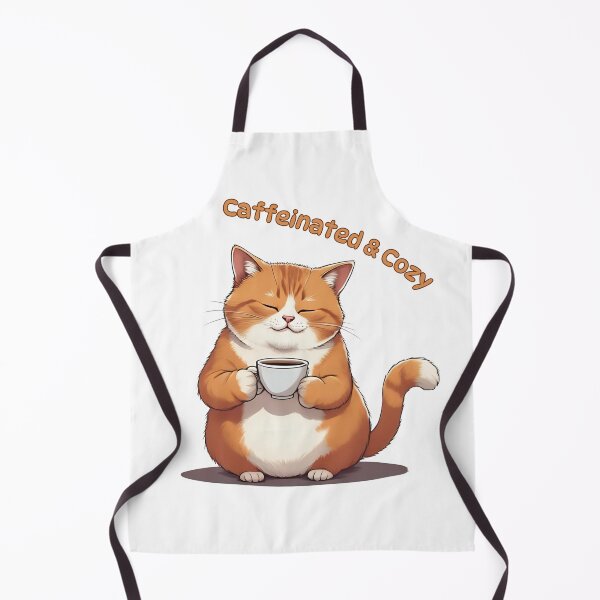 Item preview, Caffeinated & Cozy – Adorable Cat Drinking Coffee designed and sold by Pixel--Threads.