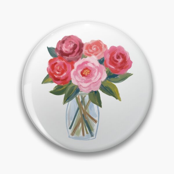 Item preview, Elegant Red and Pink Flower Bouquet in Vase – Watercolor Style designed and sold by Pixel--Threads.
