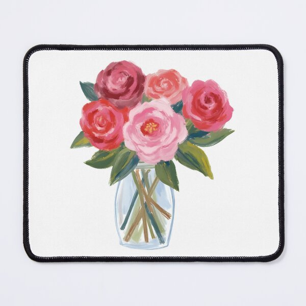 Item preview, Elegant Red and Pink Flower Bouquet in Vase – Watercolor Style designed and sold by Pixel--Threads.