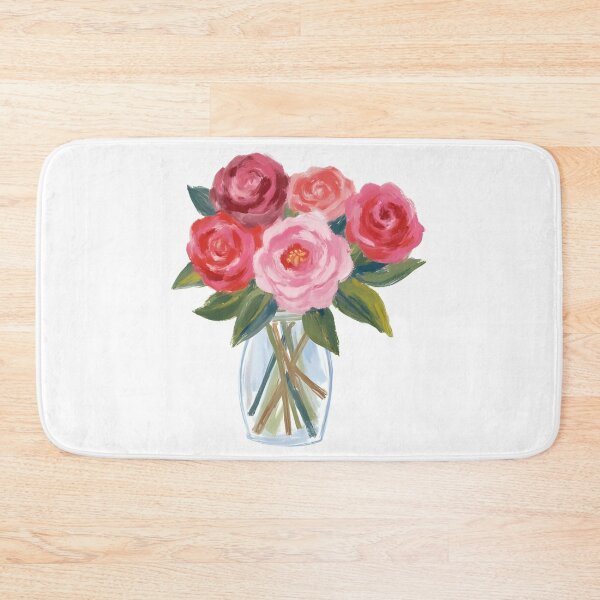 Item preview, Elegant Red and Pink Flower Bouquet in Vase – Watercolor Style designed and sold by Pixel--Threads.