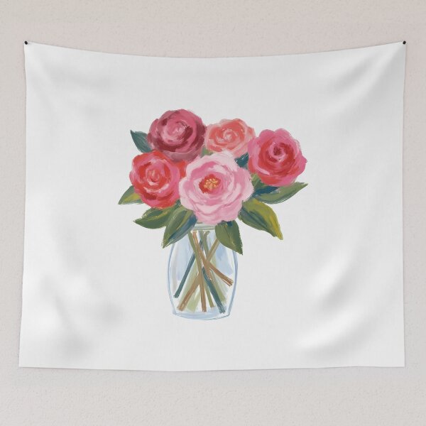 Item preview, Elegant Red and Pink Flower Bouquet in Vase – Watercolor Style designed and sold by Pixel--Threads.