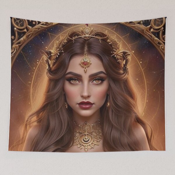 Item preview, Celestial Aries Goddess – Fiery Astrology Fantasy Art designed and sold by MissSaylor.
