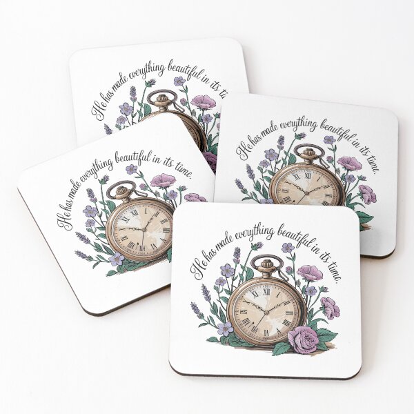 Item preview, He Has Made Everything Beautiful in Its Time - Ecclesiastes 3:11 Vintage Pocket Watch with Lavender and Roses Bible Verse Design designed and sold by HahaHandlesHub.