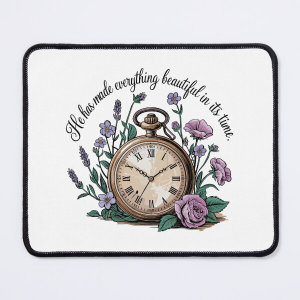 Item preview, He Has Made Everything Beautiful in Its Time - Ecclesiastes 3:11 Vintage Pocket Watch with Lavender and Roses Bible Verse Design designed and sold by HahaHandlesHub.