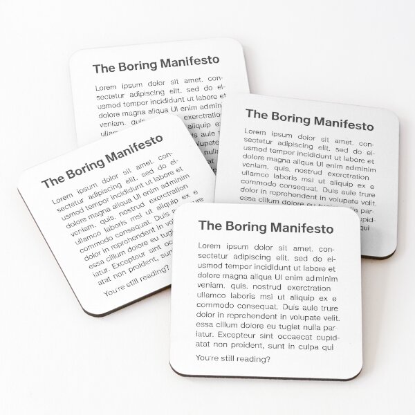 Item preview, The Boring Manifesto (Lorem Ipsum Wall Art) designed and sold by WhisperFrame.