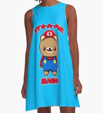 Bear Cute Funny Kawaii Mario Parody A-Line Dress