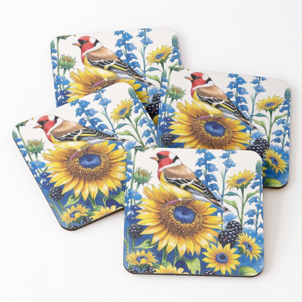 Item preview, Goldfinch & Sunflower Meadow – Countryside Blooms designed and sold by Deezyned.