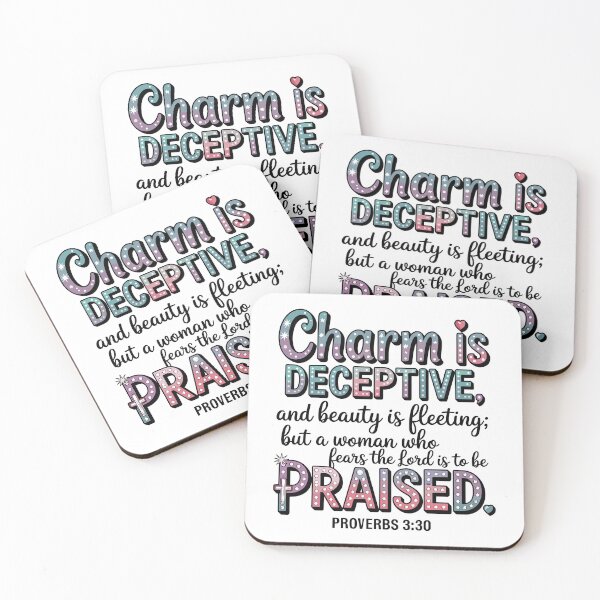 Item preview, Proverbs 31:30 - Charm is Deceptive Bible Verse Design | Christian Quote for Women in Colorful Typography designed and sold by HahaHandlesHub.