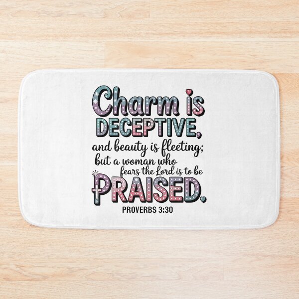 Item preview, Proverbs 31:30 - Charm is Deceptive Bible Verse Design | Christian Quote for Women in Colorful Typography designed and sold by HahaHandlesHub.