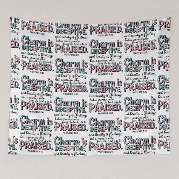 Item preview, Proverbs 31:30 - Charm is Deceptive Bible Verse Design | Christian Quote for Women in Colorful Typography designed and sold by HahaHandlesHub.